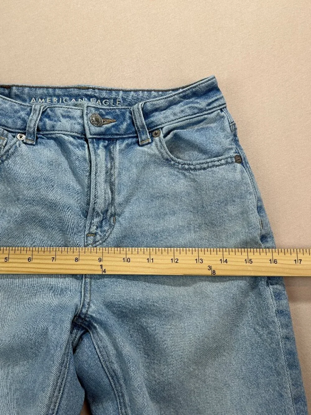 American Eagle Jeans Womens Size 0 Blue Denim Mid Rise Strigid MOM Stretch - Picture 10 of 14